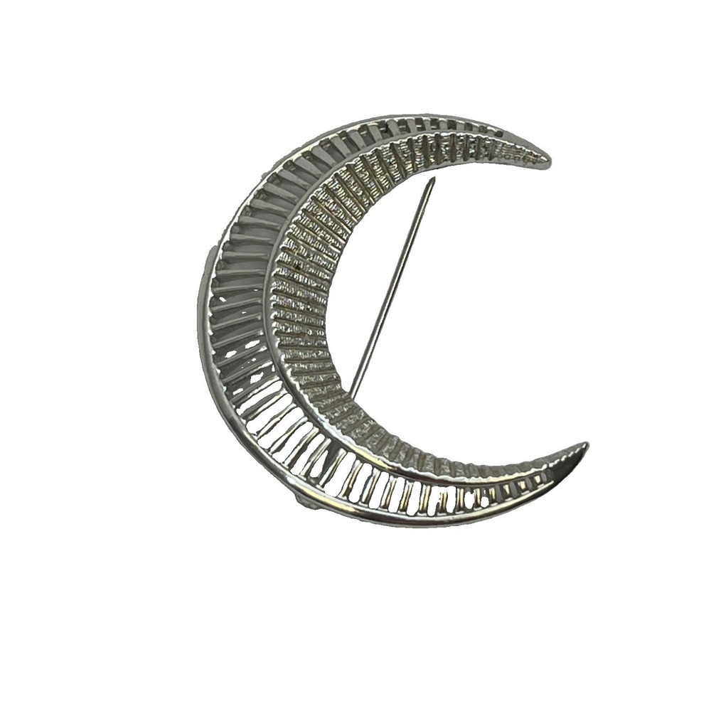 Sarah Coventry Large Vintage Silver Tone Crescent Moon Pin Brooch- Celestial